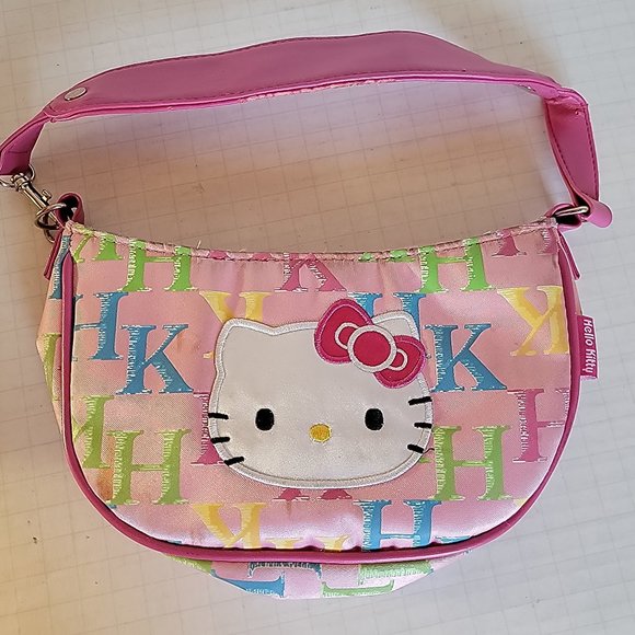 Y2K Hello Kitty Bag Clutch Mini Purse Sanrio Pink Letter H K - Picture 1 of 5